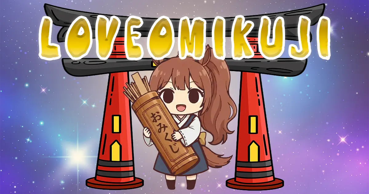 Love omikuji fortune illustration of original character Hima at Japanese shrine